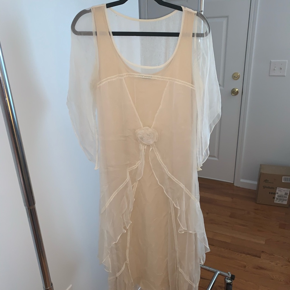 Nataya Ivory Chiffon Dress with Rose